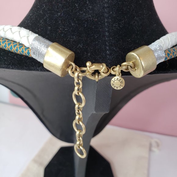 J. Crew Leather, Wood & Crystal Drops Necklace - Picture 8 of 16